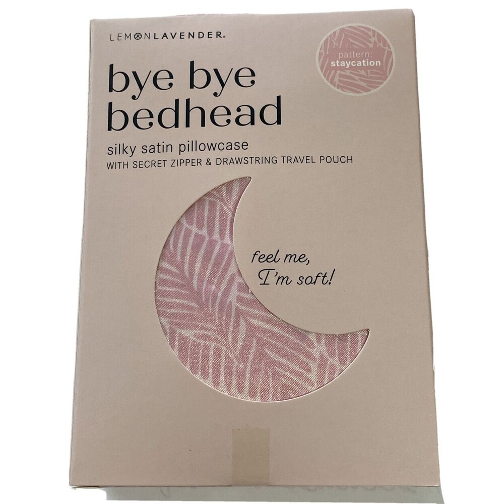 Bye Bye Bedhead Silky Satin Pillowcase Secret Zipper Drawstring Travel Pouch New
